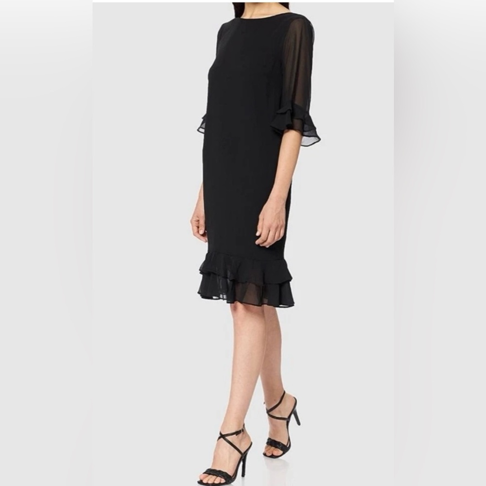Chic Black Backless Dress with Ruffle Sleeves - Picture 3 of 10